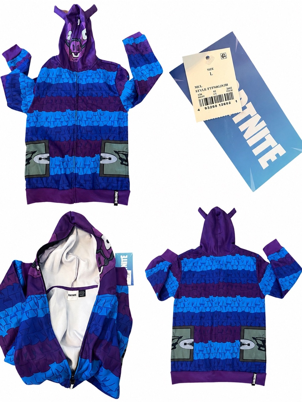 Fortnite Kids Purple & Blue Llama Zip-Up Hoodie